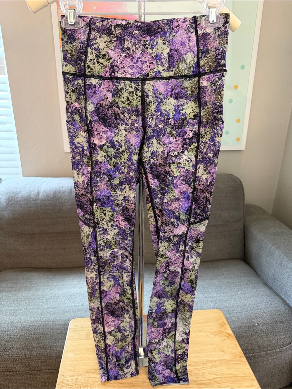 lululemon Purple and Green Abstract Print Leggings